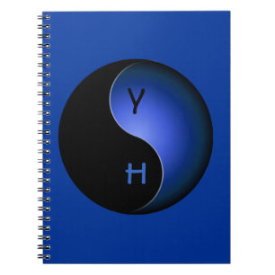 Cuaderno monograma yin yang - azul
