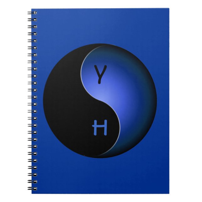 Cuaderno monograma yin yang - azul (Frente)