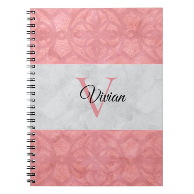 Cuaderno Monogramación De Batik Rosa Ruddy Y Acuarela Gris (Frente)