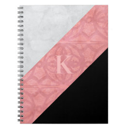 Cuaderno Monogramación De Batik Rosa Ruddy Y Acuarela Negra