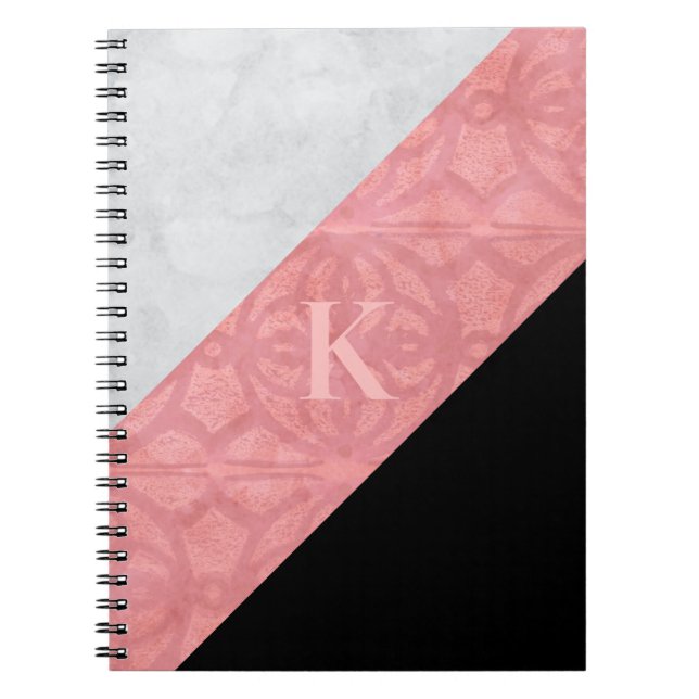 Cuaderno Monogramación De Batik Rosa Ruddy Y Acuarela Negra (Frente)