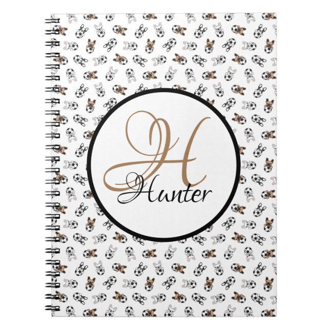 Cuaderno Monogramación de Cachorros de Fútbol Deportivo (Frente)