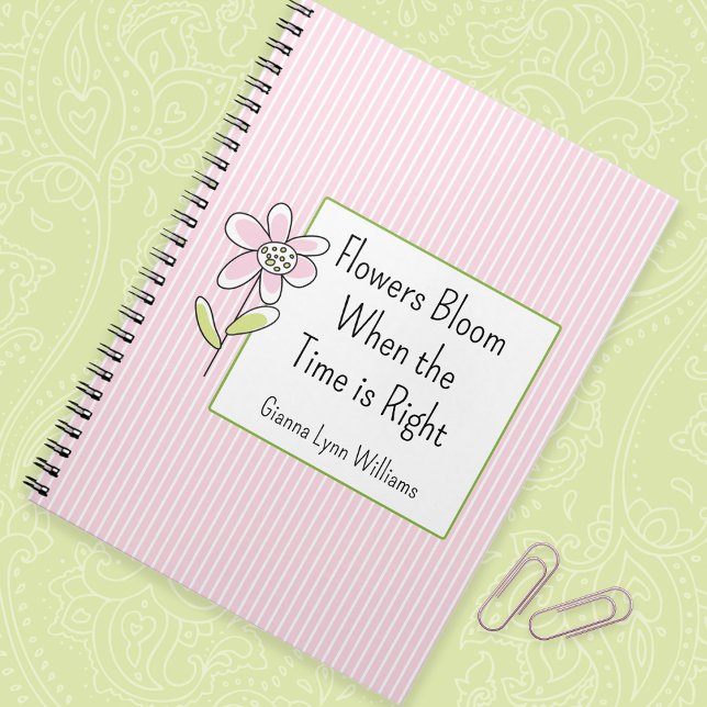 Cuaderno Monogramación de la cita Inspiradora con flores ro (Subido por el creador)