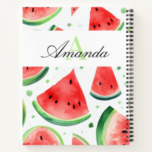 Cuaderno Monogramación de sandía blanca y verde