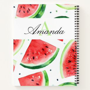 Cuaderno Monogramación de sandía verde y blanca