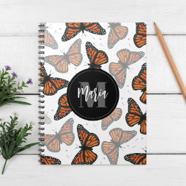 Cuaderno Monogramada de mariposa monarca moderna y elegante