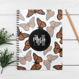 Cuaderno Monogramada de mariposa monarca moderna y elegante