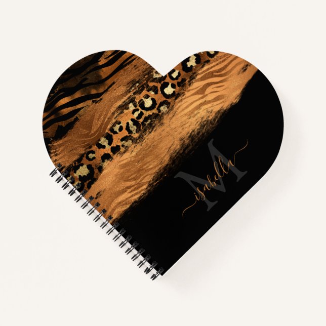 Cuaderno Monogramado Black Gold Elegant Script Copper (Anverso)