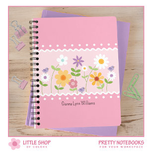 Cuaderno Monogramado Botánico Floral Rosa