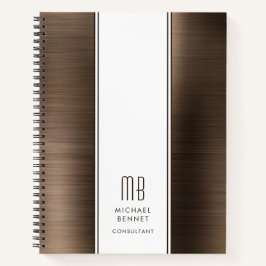 Cuaderno Monogramado Bronze Brown Cepillado Metálico Negoci