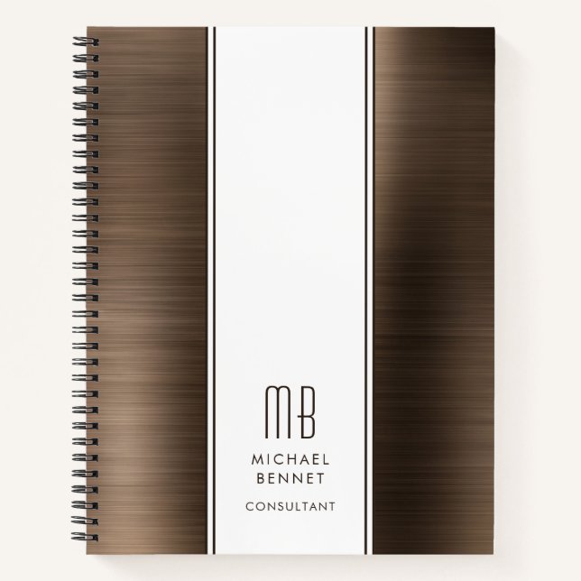 Cuaderno Monogramado Bronze Brown Cepillado Metálico Negoci (Anverso)