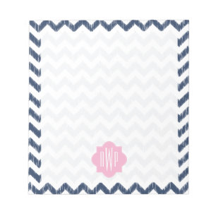 Cuaderno monogramado con ikat de Chevron azul