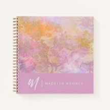 Cuaderno Monogramado con Patrón Floral Pastel Mode