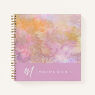 Cuaderno Monogramado con Patrón Floral Pastel Mode