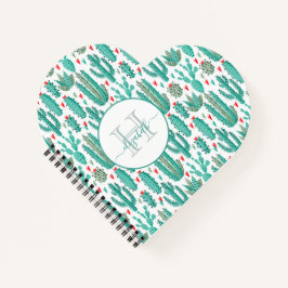 Cuaderno monogramado con patrón verde blanco de ca