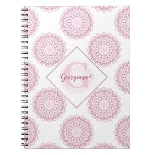 Cuaderno Monogramado Confetti Rosa Lace Polka Dot Mandala
