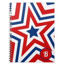 Monogramado de estrellas patrióticas rojas blancas