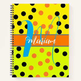Cuaderno Monogramado de nombre inicial estético multicolor