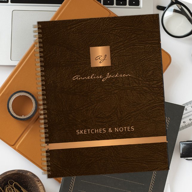 Cuaderno Monogramado de oro elegante personalizado (Subido por el creador)