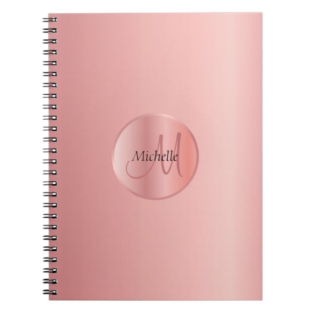 Cuaderno Monogramado de plantilla de Rosegold Elegant (Frente)