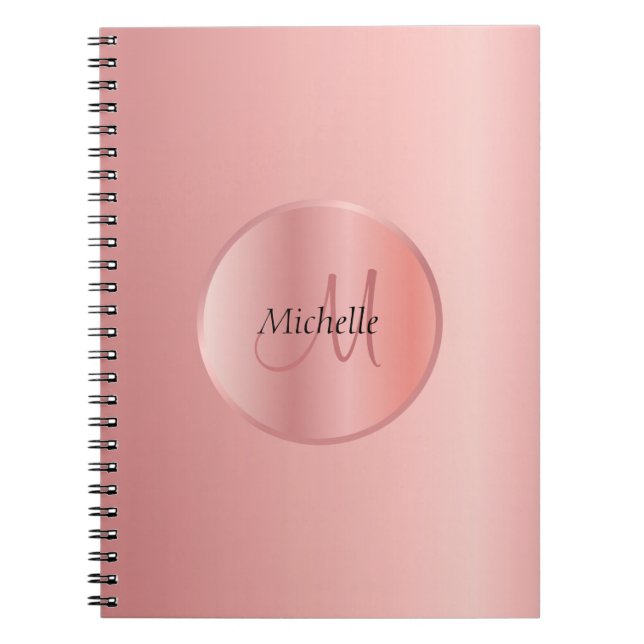 Cuaderno Monogramado de plantilla Rosa Gold Elegant (Frente)