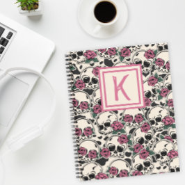 Cuaderno monogramado de Rosa Skull Grunge