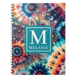 Cuaderno Monogramado de tinte de hippie retro