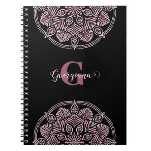 Cuaderno Monogramado Dusky Rosa Fronteras Florales Dot Mand
