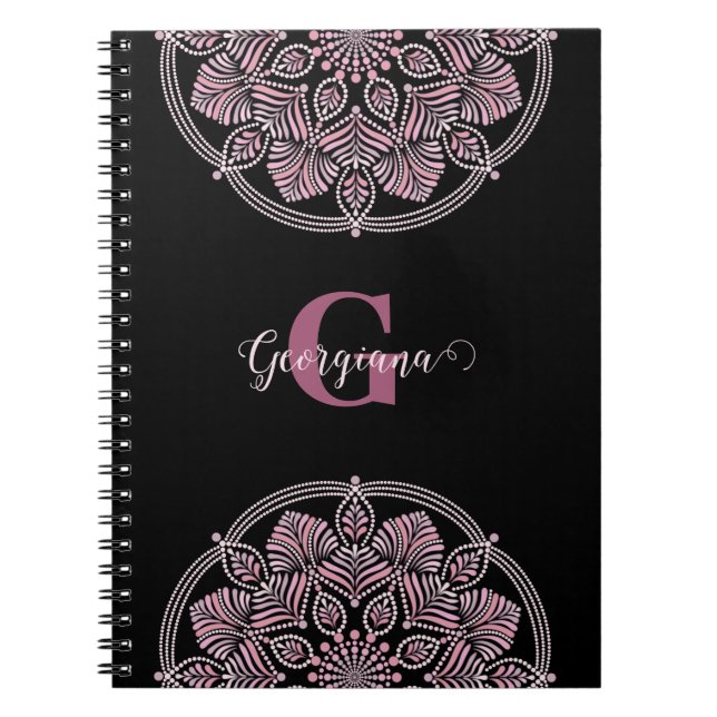 Cuaderno Monogramado Dusky Rosa Fronteras Florales Dot Mand (Frente)