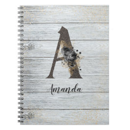 Cuaderno Monogramado Elegante Gótico moderno Rosa negro A N