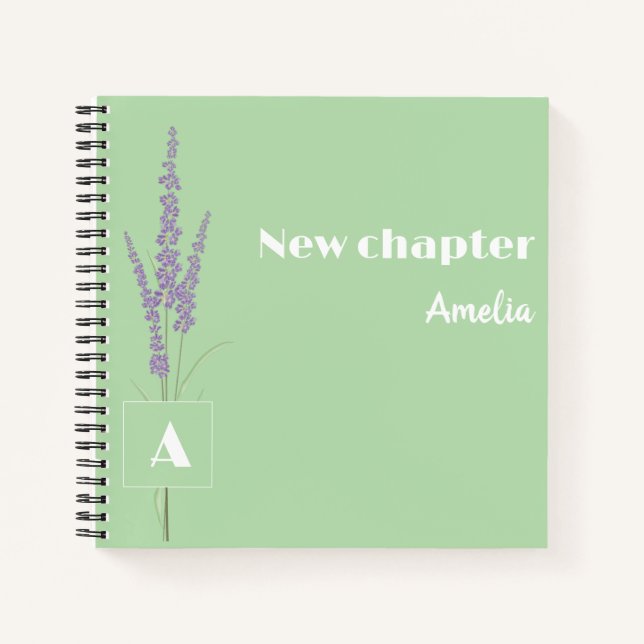 Cuaderno Monogramado Graceful Retirement nombre luz verde (Anverso)