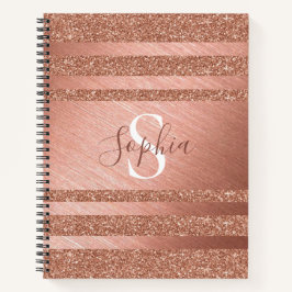 Cuaderno Monogramado Metalizado Purpurina de oro Rosa a ray