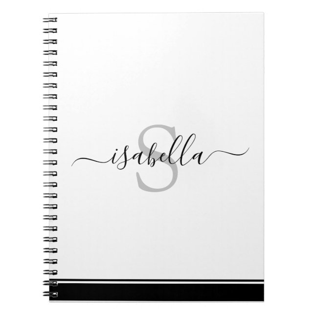 Cuaderno Monogramado Moderno Guión Elegante Negro (Frente)