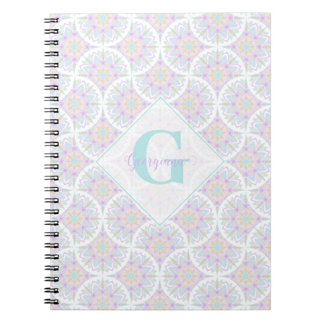 Cuaderno Monogramado Pastel Arcoiris Sundae Mandala Art Dec (Frente)