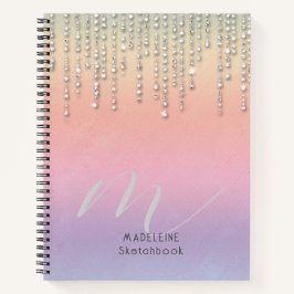 Cuaderno Monogramado Purpurina arcoiris gotea Diamantes de 