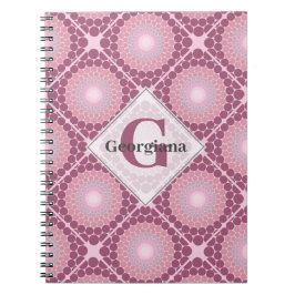 Cuaderno Monogramado Radiante Dusky Rosa Dot Mandala Tiled