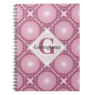 Cuaderno Monogramado Radiante Dusky Rosa Dot Mandala Tiled