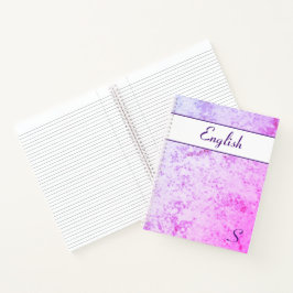 Cuaderno Monogramado rosa y morado mareado