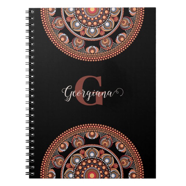 Cuaderno Monogramado Safari Sunset Bohemian Dot Mandala (Frente)