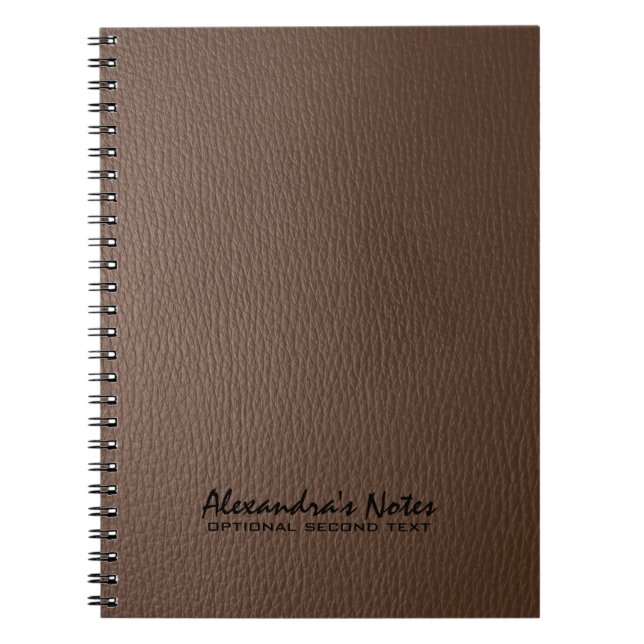 Cuaderno Monogramado Tapa de cuero marrón oscuro (Frente)