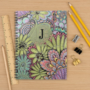 Cuaderno Monogramado Vibrante Floral Creativo Artístico