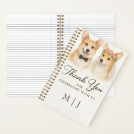 Cuaderno Monogramas de agradecimiento de boda en acuarela d