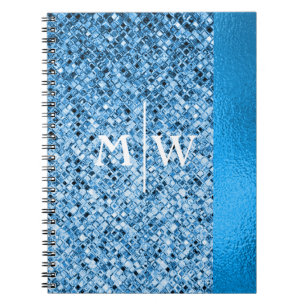 Cuaderno Monogramed Elegant Blue Purpurina Look Luxury