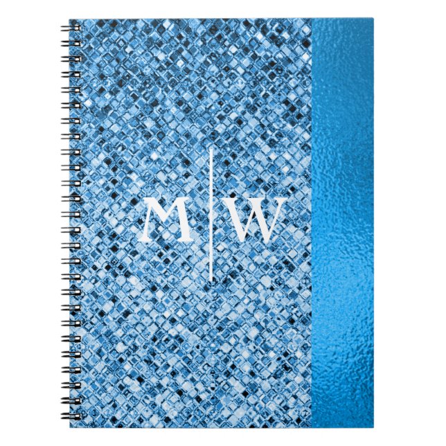 Cuaderno Monogramed Elegant Blue Purpurina Look Luxury (Frente)