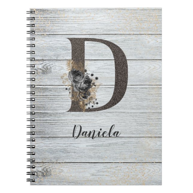 Cuaderno Monogramed Elegant Gótico moderno Rosa negro D (Frente)