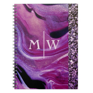 Cuaderno Monogramed Elegant Purple Marble Purpurina Luxury