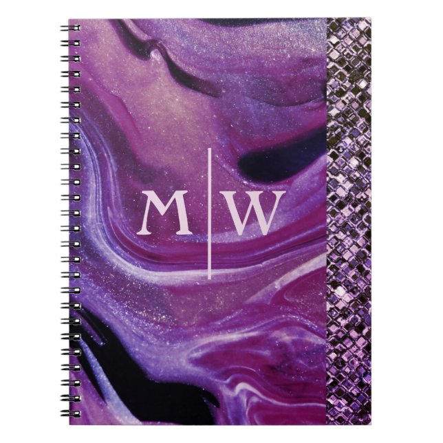Cuaderno Monogramed Elegant Purple Marble Purpurina Luxury (Frente)