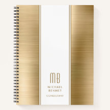 Monogramed Gold Brushed Metallic Business