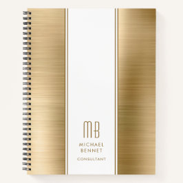 Cuaderno Monogramed Gold Brushed Metallic Business