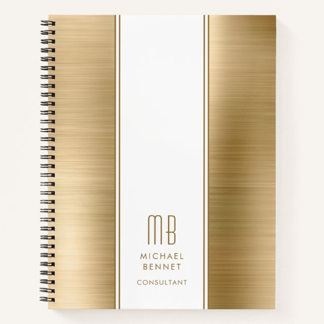 Cuaderno Monogramed Gold Brushed Metallic Business (Anverso)